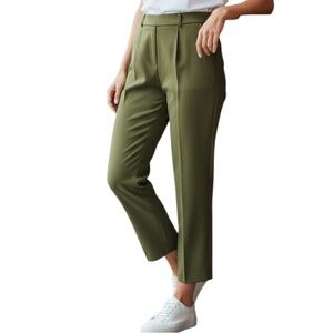 Jules & Leopold Olive Green Pants Pull on Front seam Women’s L Stretchy Cropped